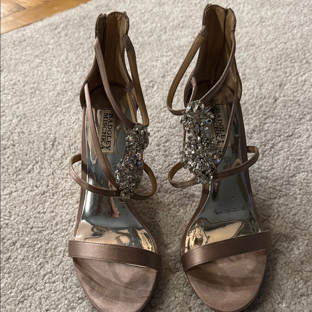Badgley Mischka Champagne Embellished Heels